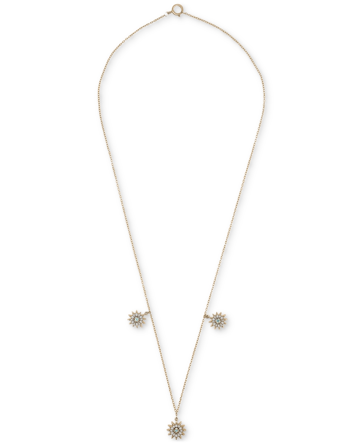 London Blue Topaz (1/10 ct. t.w.) & Lab-grown White(1/3 ct. t.w.) Dangle Star Statement Necklace in 14k Gold-Plated Sterling Silver, 16