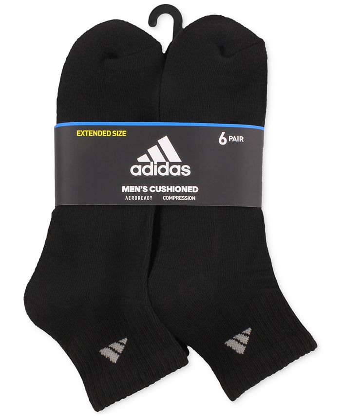 adidas Men's Cushioned Quarter Extended Size Socks, 6Pack Macy's