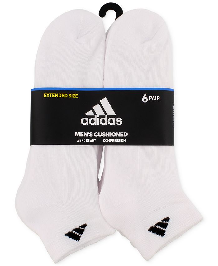 adidas Men's Low-Cut Cushioned Extended Size Socks, 6 Pack - Macy's