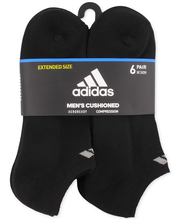 adidas Men's NoShow Athletic Extended Size Socks, 6 Pack Macy's