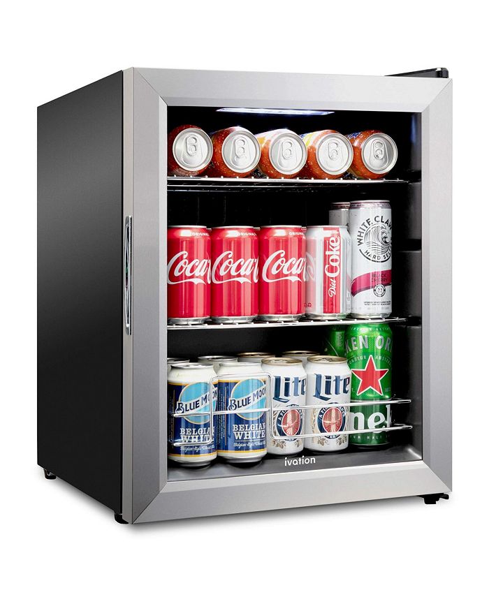 Ivation 62 Can Small Refrigerator & Beverage Cooler, Stainless Steel