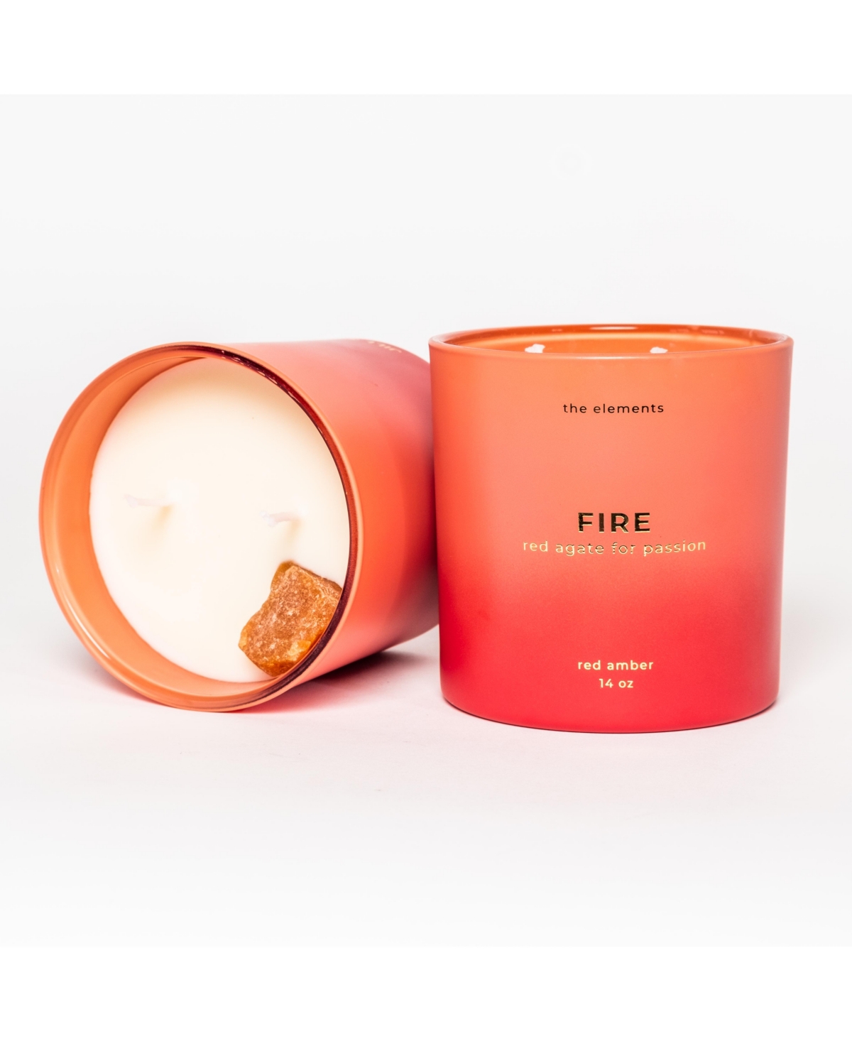 Jill & Ally Fire Element Red Amber Scented with Red Agate Crystal Candle