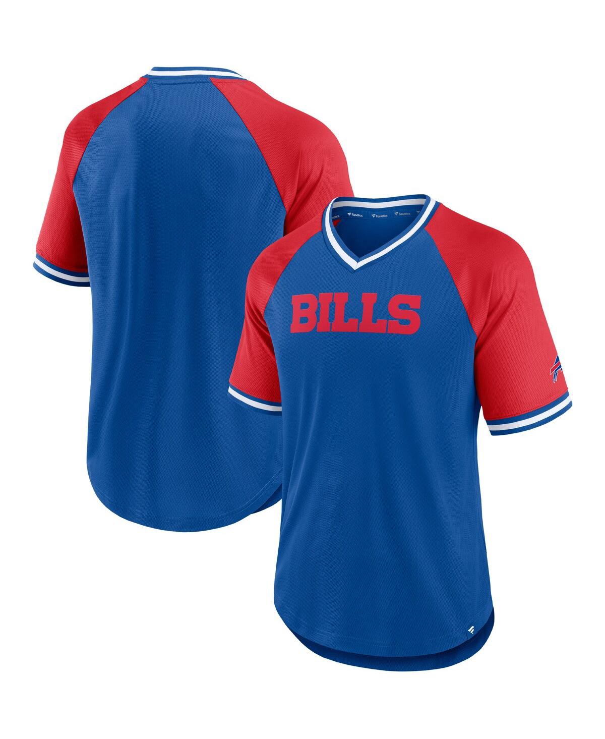 Fanatics Branded Royal/red Buffalo Bills Second Wind Raglan V-neck T-shirt In Royal,red