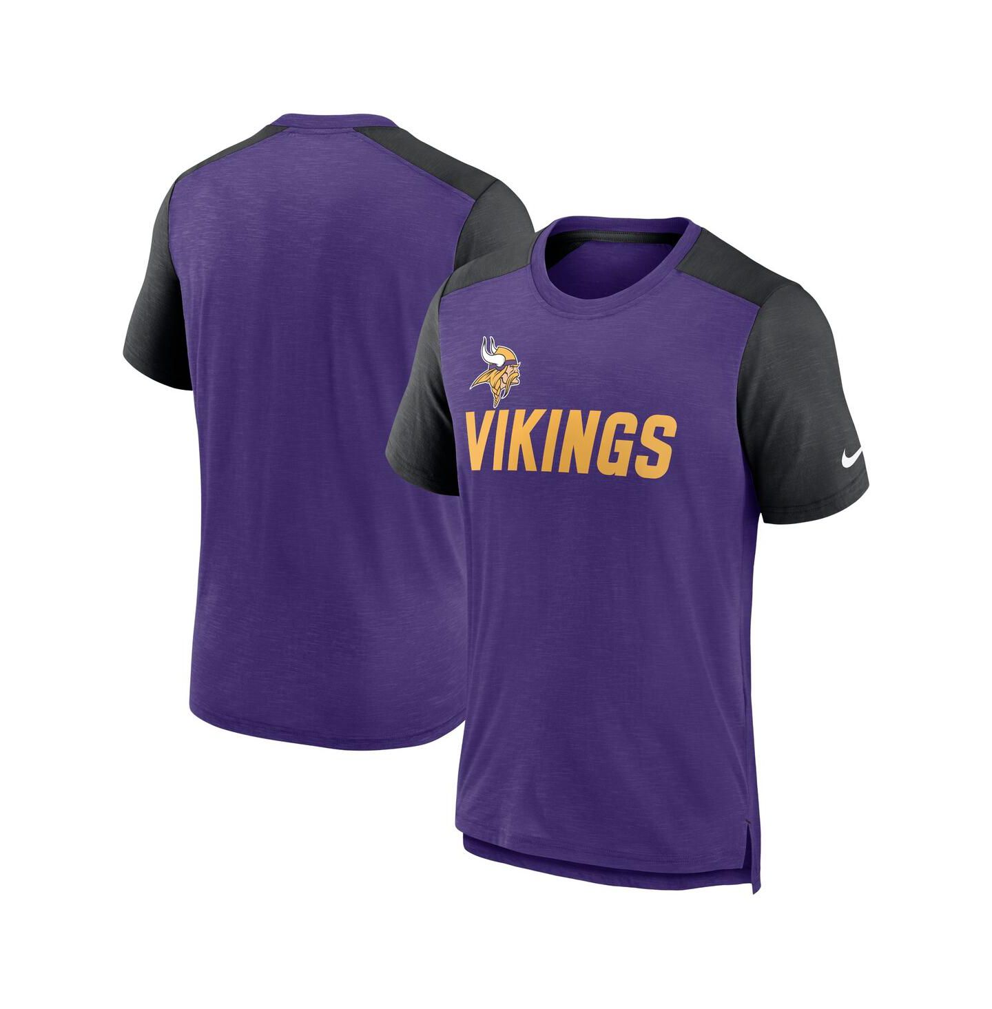 Мужская футболка Nike Heathered Purple, Heathered Black Minnesota Vikings Color Block Team Name — фото 1