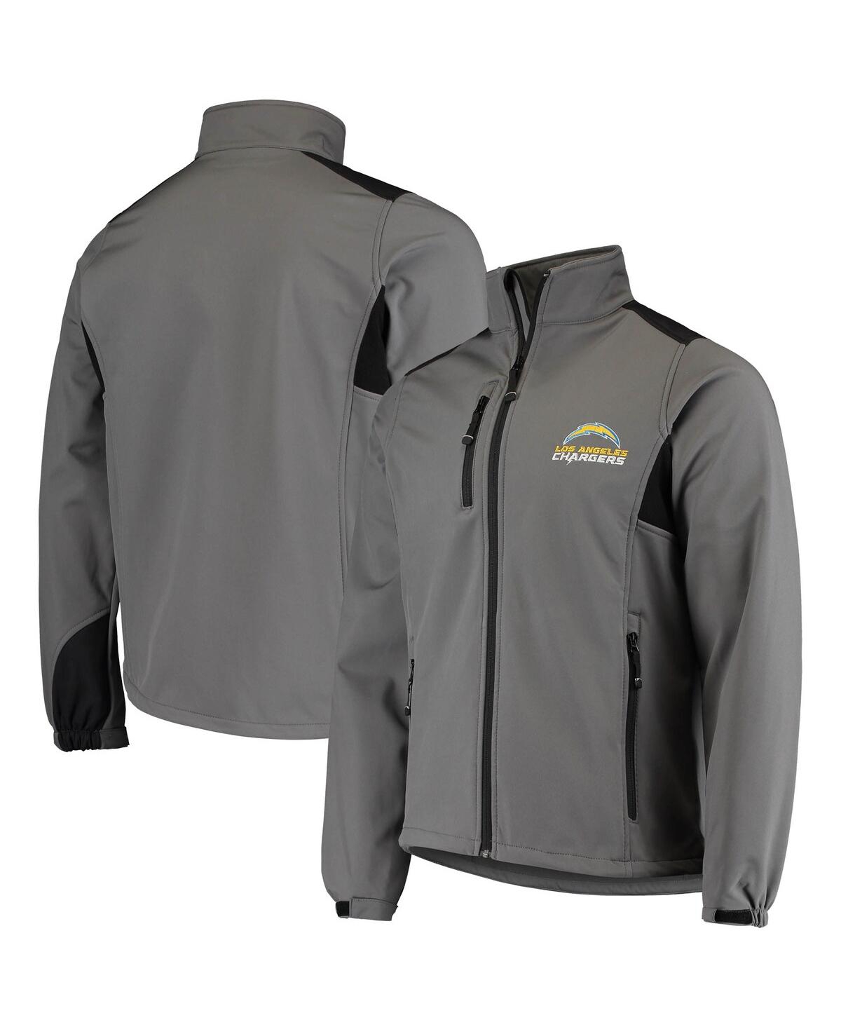 DUNBROOKE MEN'S DUNBROOKE CHARCOAL LOS ANGELES CHARGERS CIRCLE SOFTSHELL FLEECE FULL-ZIP JACKET 