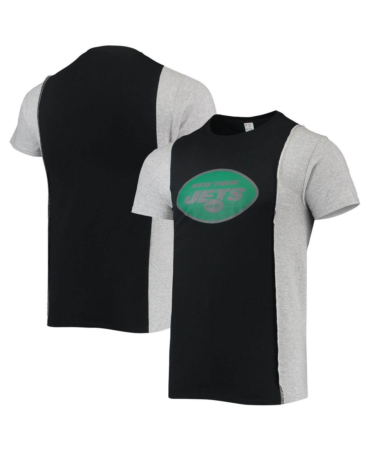 Refried Apparel Men's Black, Heathered Gray New York Jets Split T-shirt In  Black,heathered Gray