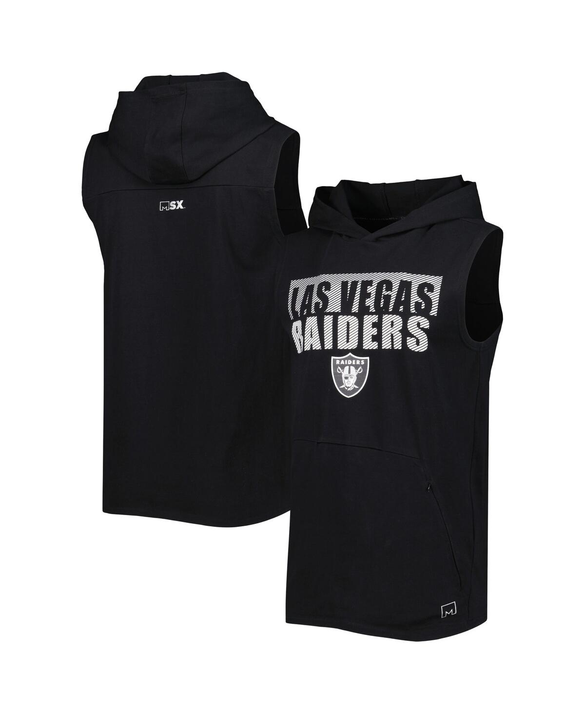 Msx By Michael Strahan Men's  Black Las Vegas Raiders Relay Sleeveless Pullover Hoodie