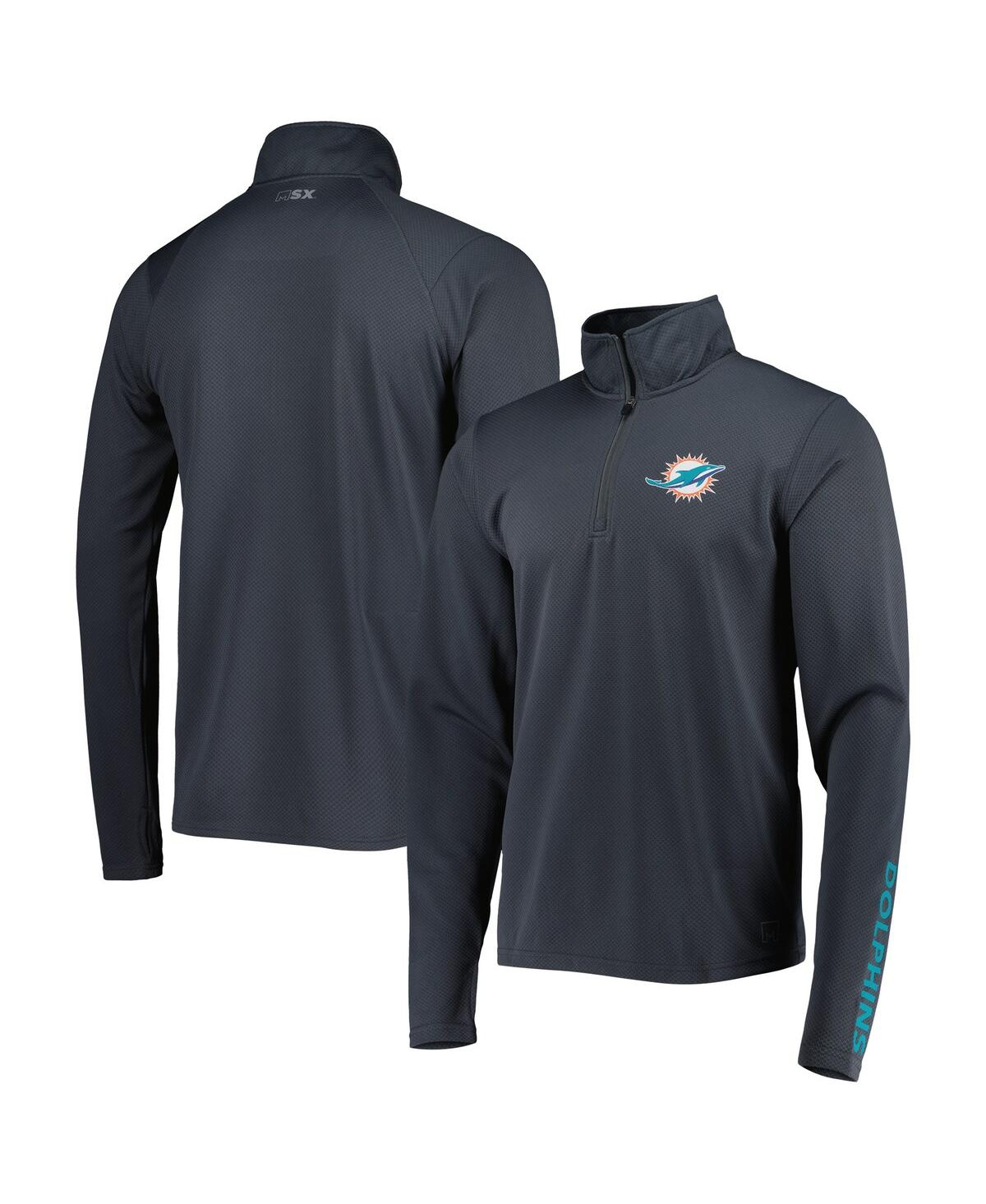 Msx By Michael Strahan Men's Charcoal Miami Dolphins Quarter-zip Sweatshirt