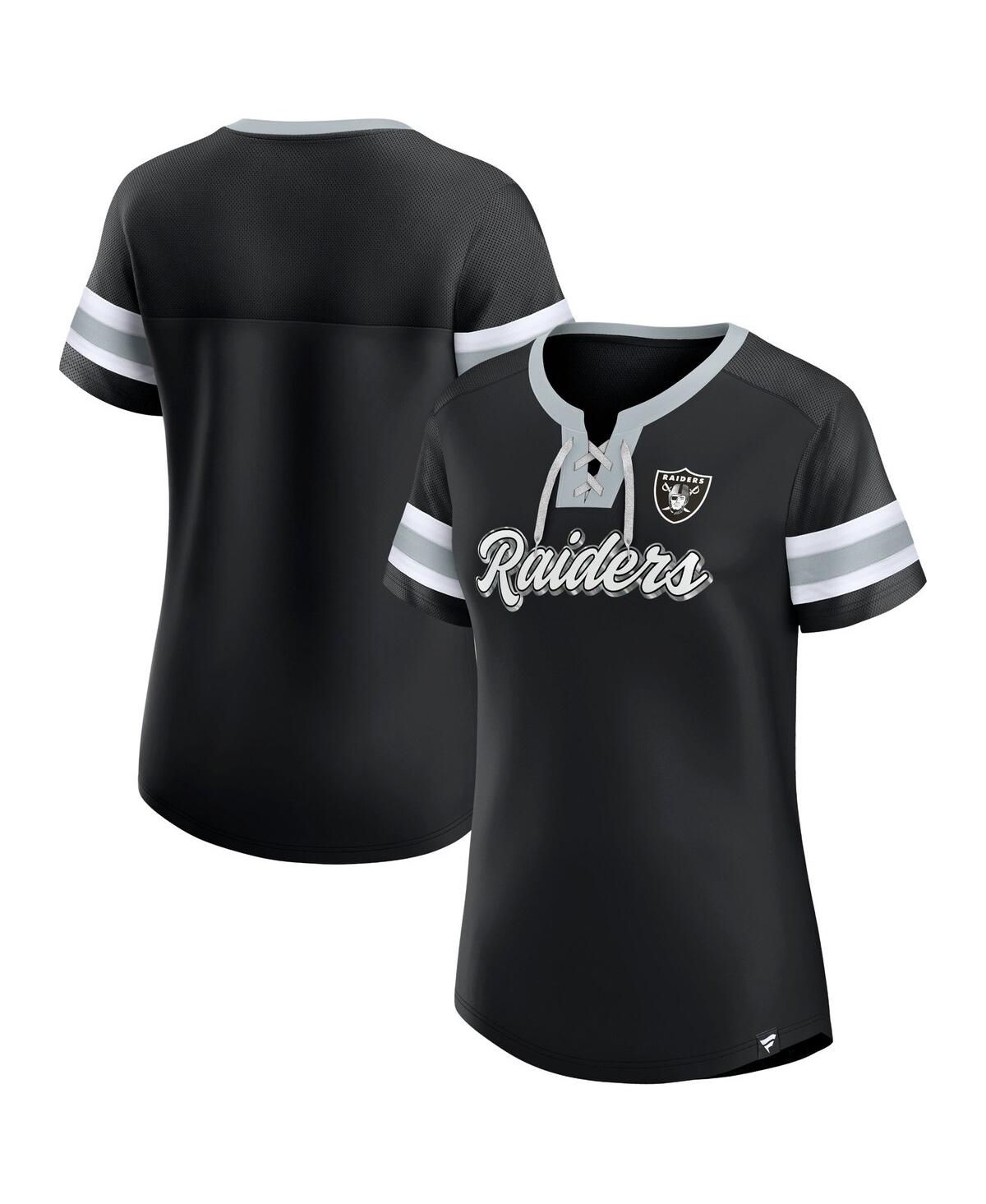 Fanatics Women's  Black Las Vegas Raiders Plus Size Original State Lace-up T-shirt