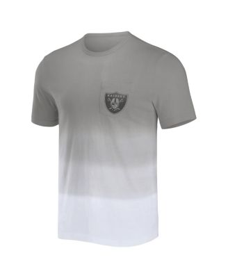 Men's NFL x Darius Rucker Collection by Silver, White Las Vegas Raiders Dip Dye Pocket T-shirt