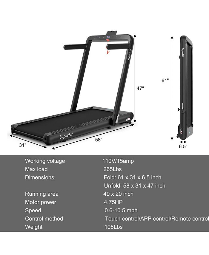 Costway 4.75HP 2 In 1 Folding Treadmill Macy's