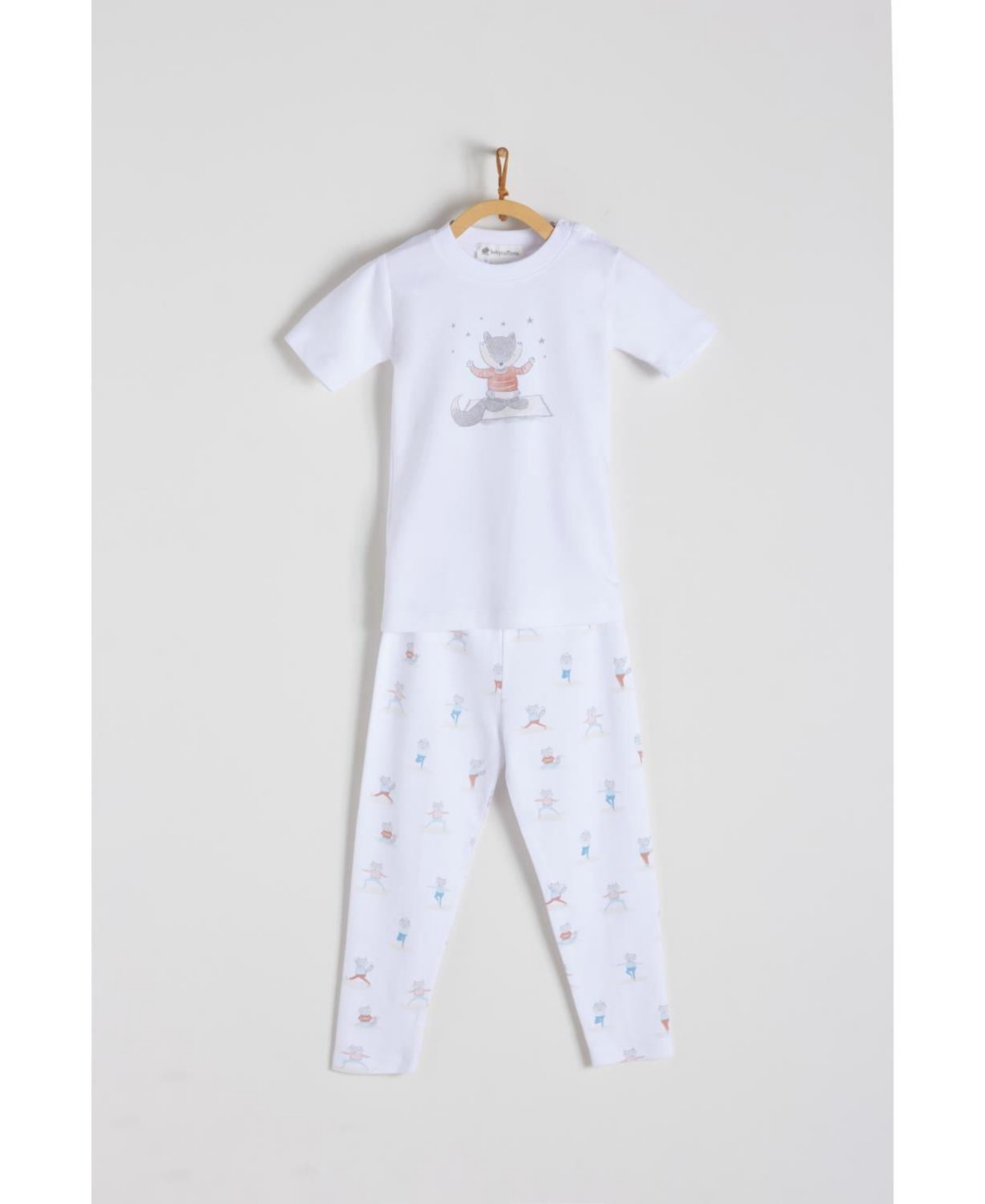 Babycottons Peruvian Pima Cotton Zen Tee & Pant Snug Fit Unisex Pajama Set For Toddler In White