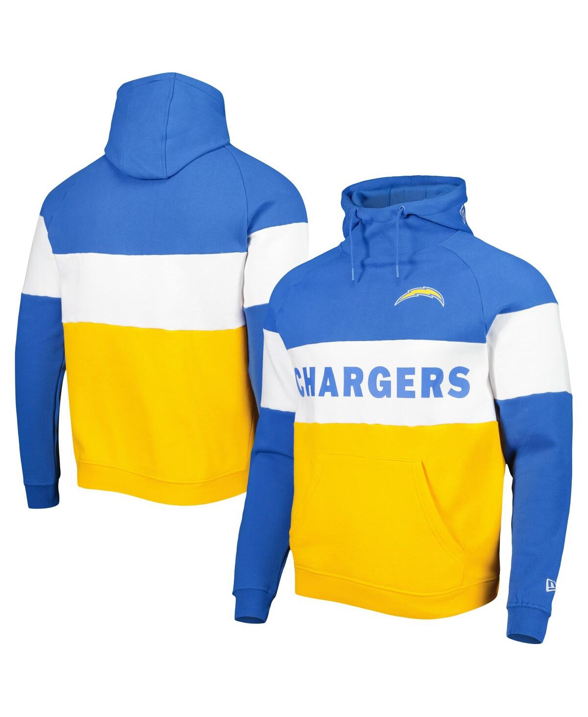 NEW ERA MEN'S NEW ERA GOLD LOS ANGELES CHARGERS COLORBLOCK CURRENT PULLOVER HOODIE 