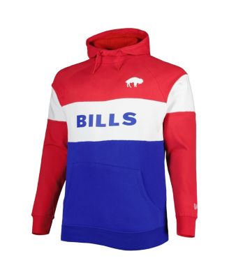 Men's Royal Buffalo Bills Big and Tall Throwback Colorblock Fleece Raglan Pullover Hoodie