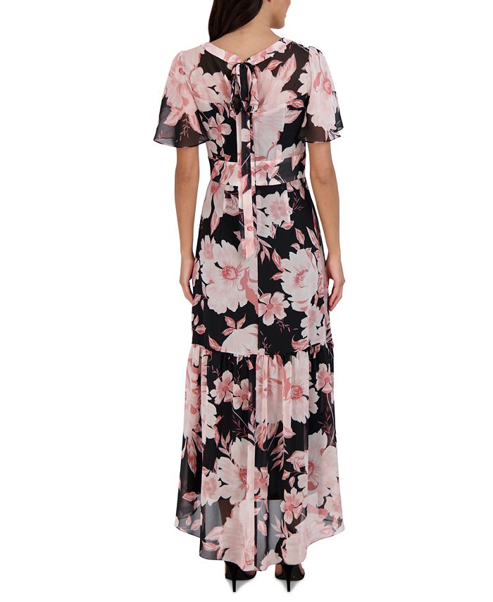 julia jordan Women's FloralPrint FlutterSleeve Maxi Dress Macy's