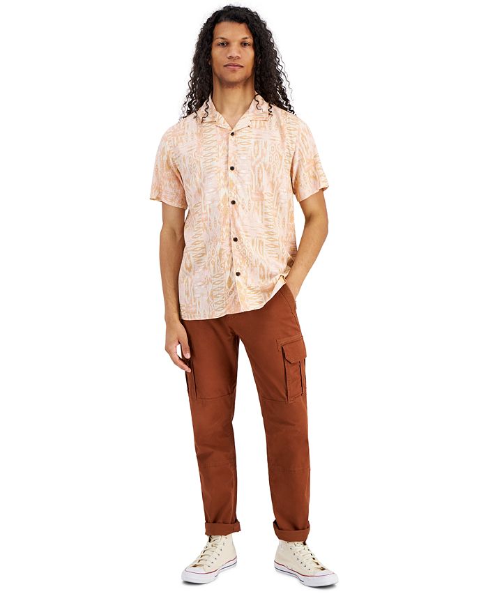 Sun + Stone Men's Depp RegularFit Geometric IkatPrint ButtonDown Camp Shirt, Created for Macy