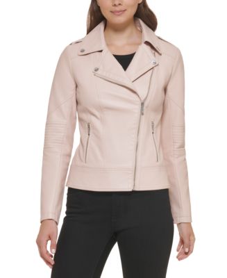 GUESS Women's Asymmetric Faux-Leather Moto Jacket - Macy's
