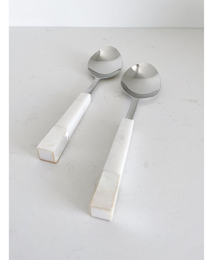 Anaya Home Mother of Pearl White Marble Serving Spoons Macy's