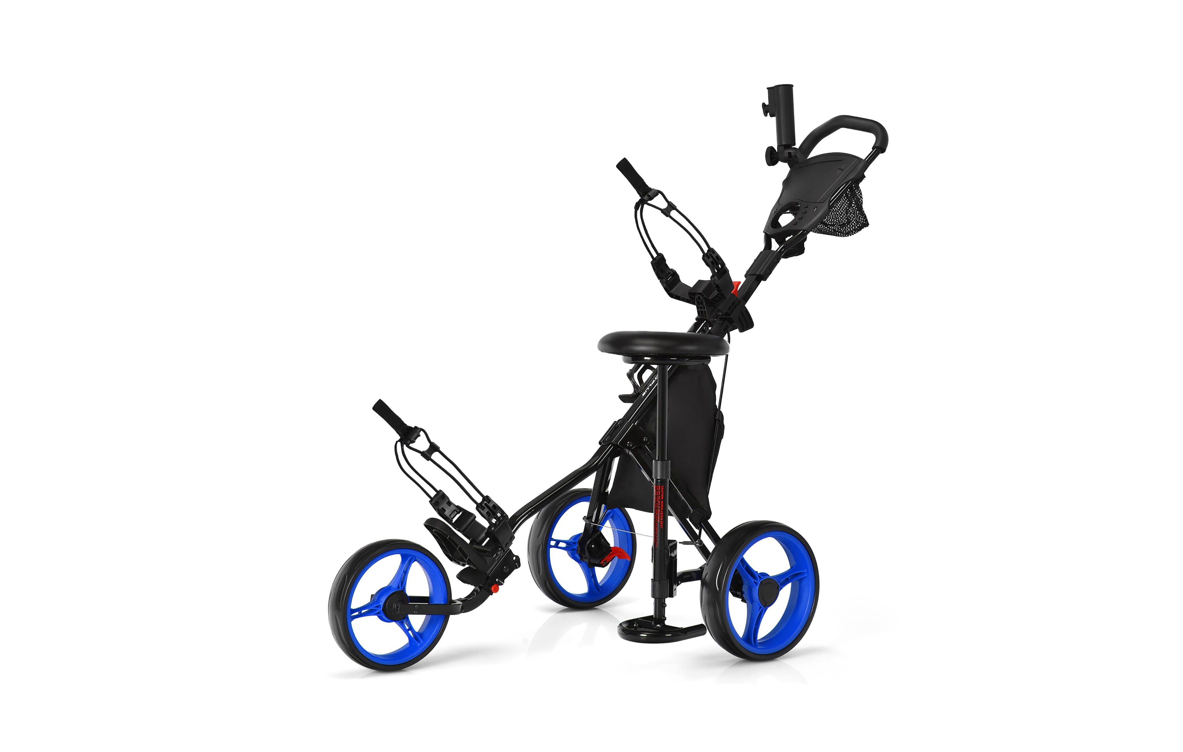 Folding 3 Wheels Golf Push Cart W/Seat Scoreboard Adjustable Handle
