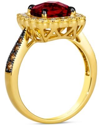 Pomegranate Garnet (2-3/4 ct. t.w.) & Diamond (1/2 ct. t.w.) Halo Ring in 14k Gold