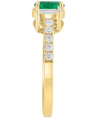 EFFY&reg; Emerald (3/8 ct. t.w.) & Diamond (1/3 ct. t.w.) Cuff Ring in 14k Gold