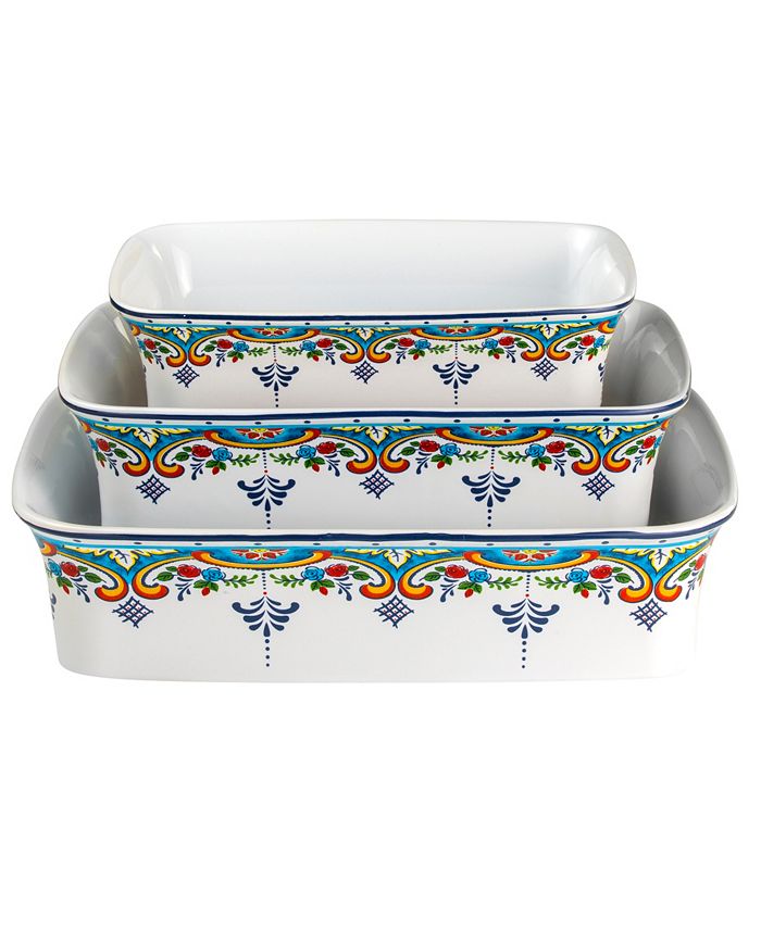 Euro Ceramica Zanzibar Stoneware 3 Piece Baking Dishes Macy's