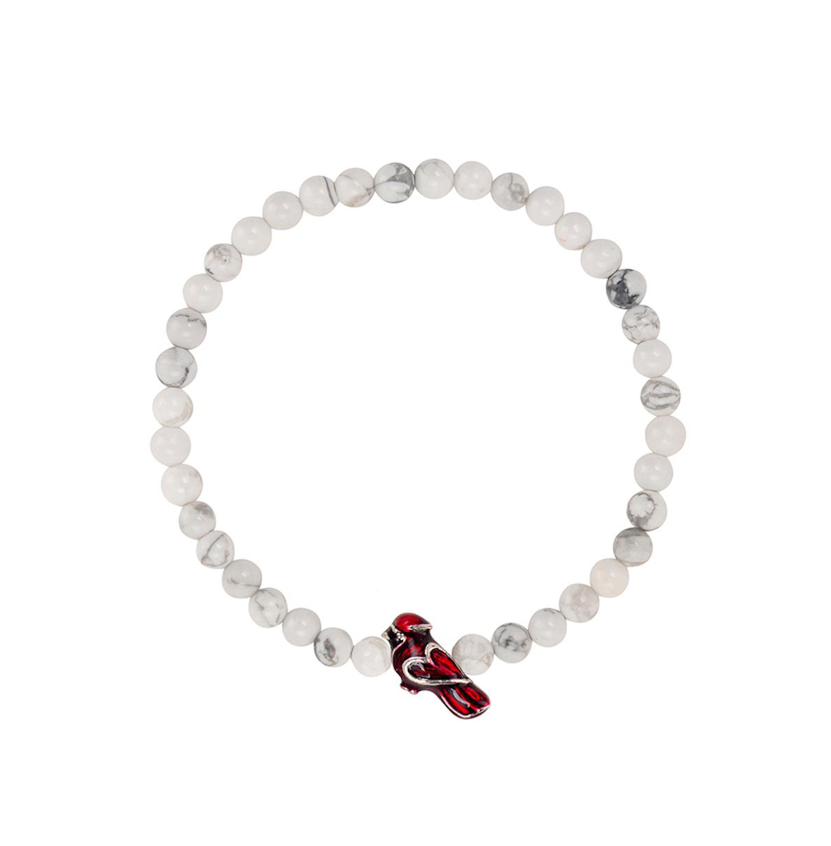 Luca Danni Red Cardinal Stretch Women s Bracelet with White Howlite Beads Smart Closet