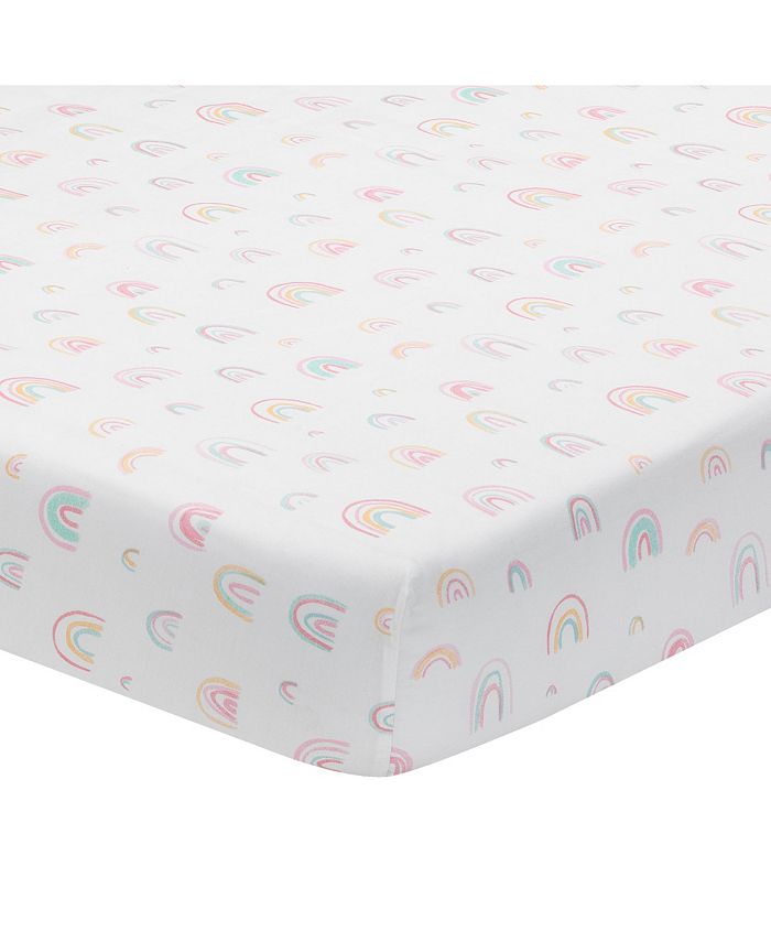Lambs & Ivy Watercolor Pastel Rainbow 100 Cotton Baby Fitted Crib