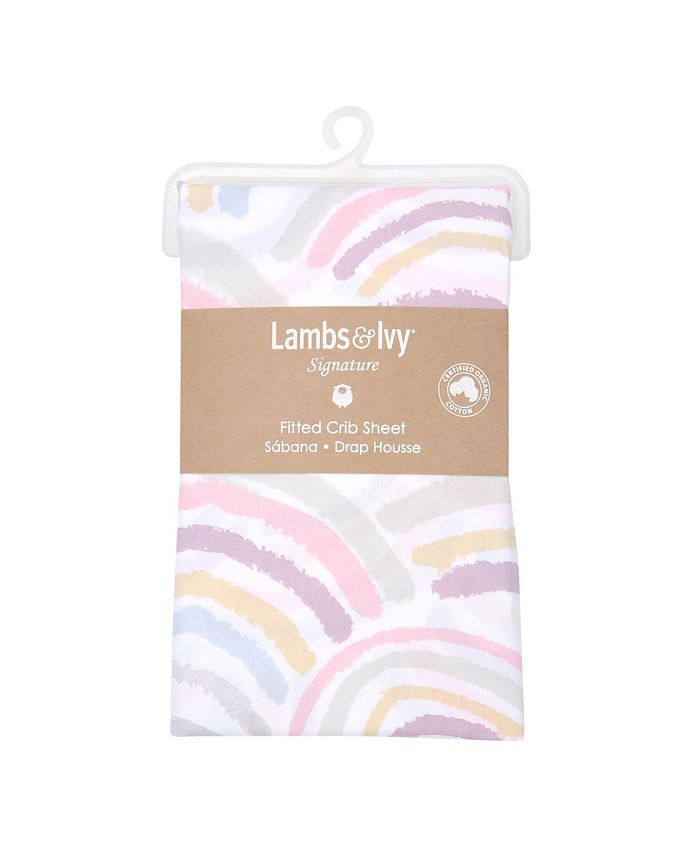 Lambs & Ivy Signature Rainbow 100 Organic Cotton Breathable Fitted