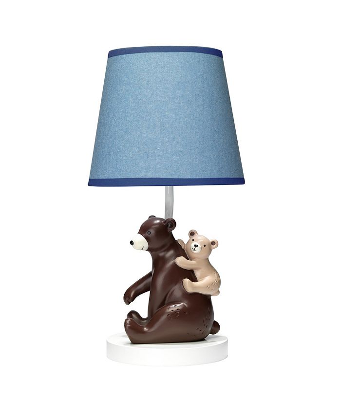 Lambs & Ivy Big Sky Blue/Brown Mommy & Baby Bear Lamp with Shade & Bulb