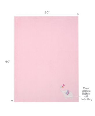 Elephant Dreams Appliqued Soft Fleece Baby Blanket - Pink