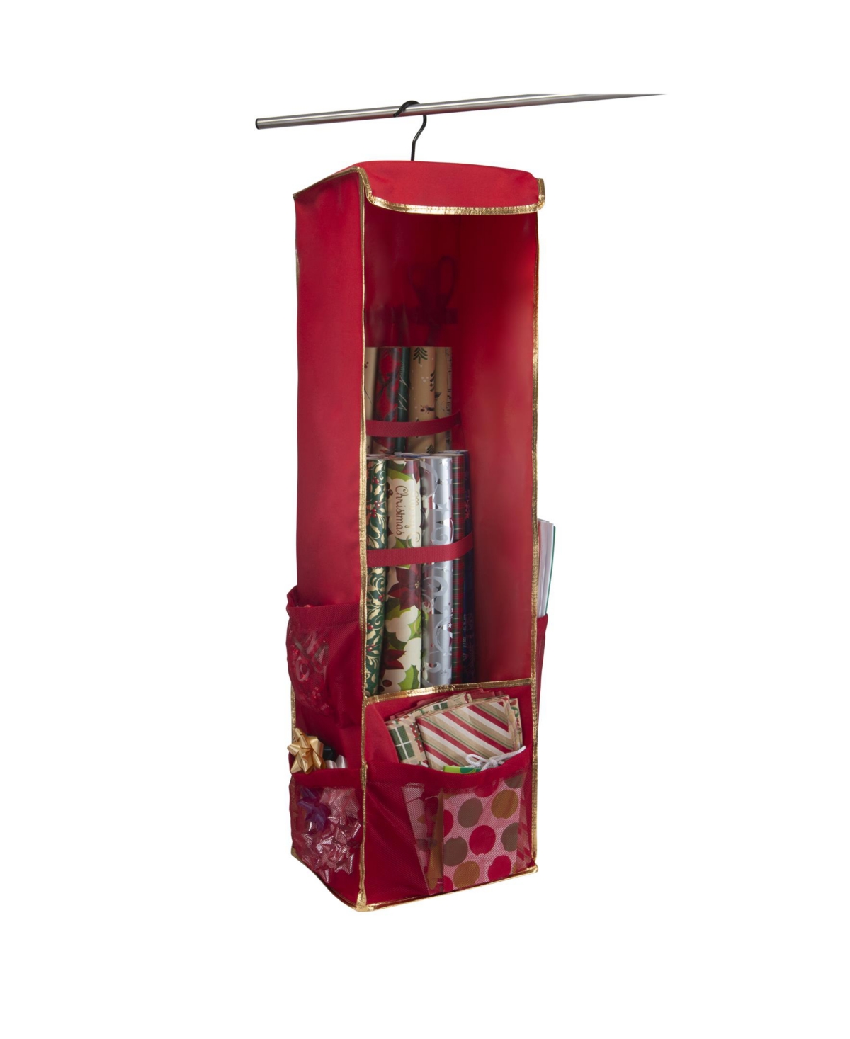 Shop Simplify Hanging Holiday Gift Wrap Organizer In Red