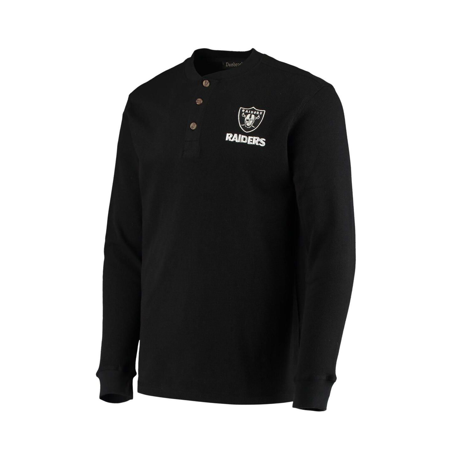 Мужская футболка Dunbrooke Black Las Vegas Raiders Logo Maverick Thermal Henley Long Sleeve — фото 7