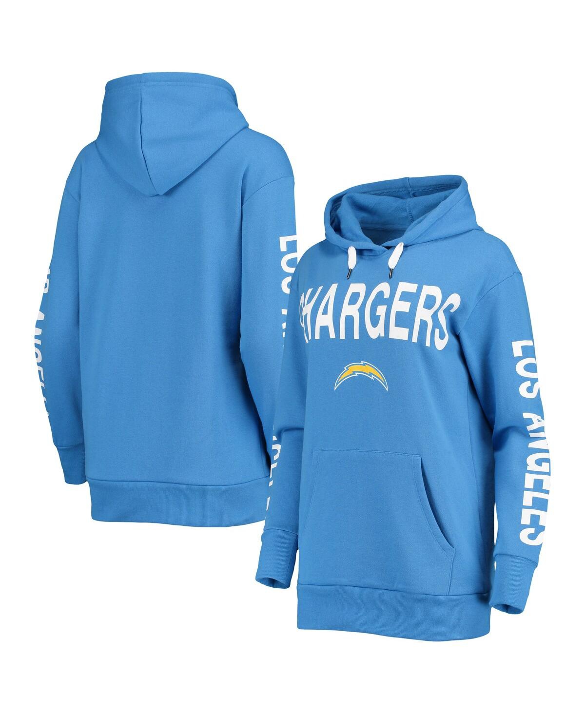 G-iii 4her By Carl Banks Powder Blue Los Angeles Chargers Extra Point Pullover Hoodie In Powder Blue