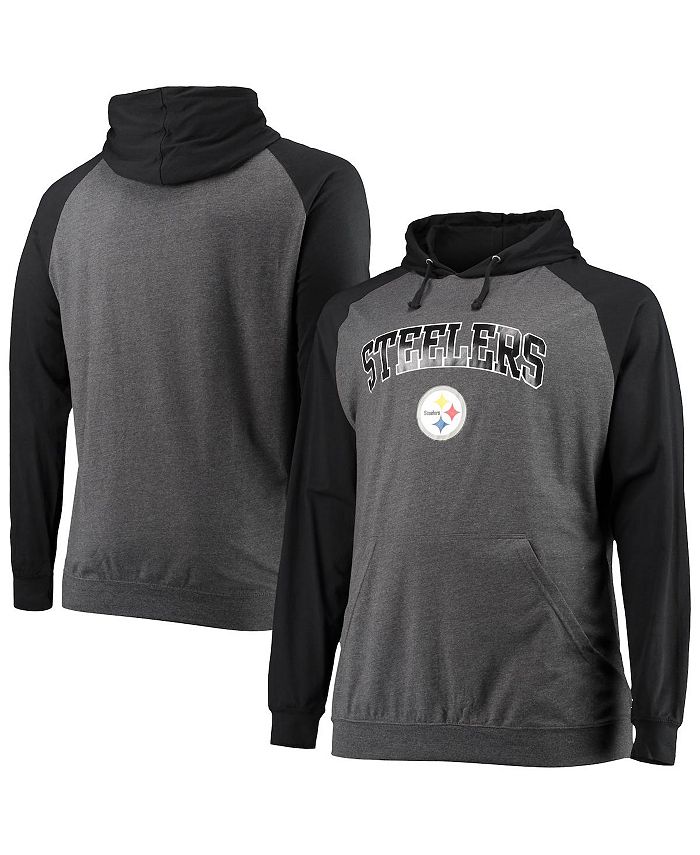 Fanatics Men's Branded Black, Heathered Charcoal Pittsburgh Steelers Big  and Tall Lightweight Raglan Pullover Hoodie - Macy's