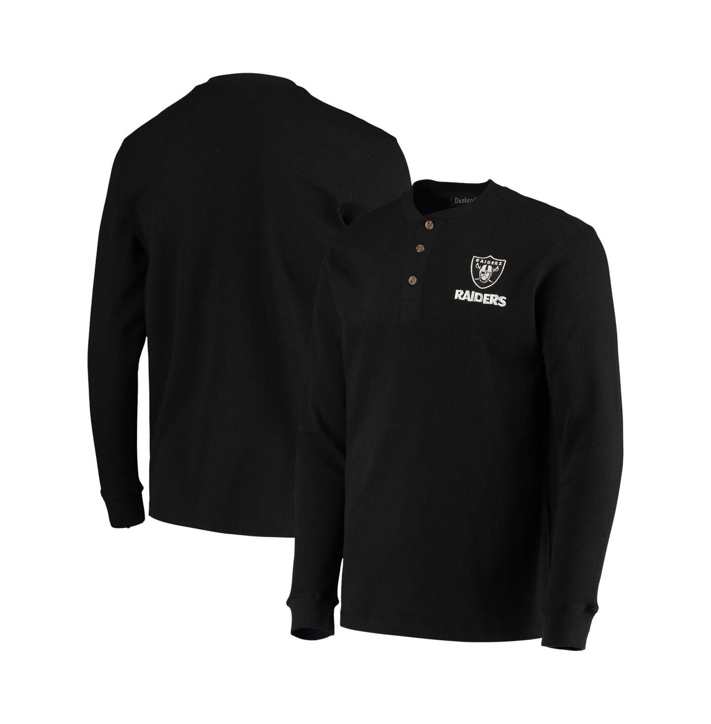 Мужская футболка Dunbrooke Black Las Vegas Raiders Logo Maverick Thermal Henley Long Sleeve — фото 8