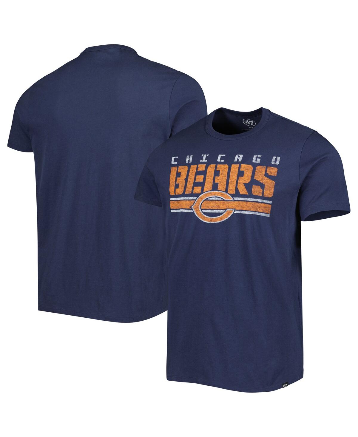 47 Brand Men's ' Navy Chicago Bears Logo Team Stripe T-shirt