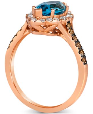 Blue Topaz (1-3/4 ct. t.w.) & Diamond (1/2 ct. t.w.) Marquise Halo Ring in 14k Rose Gold