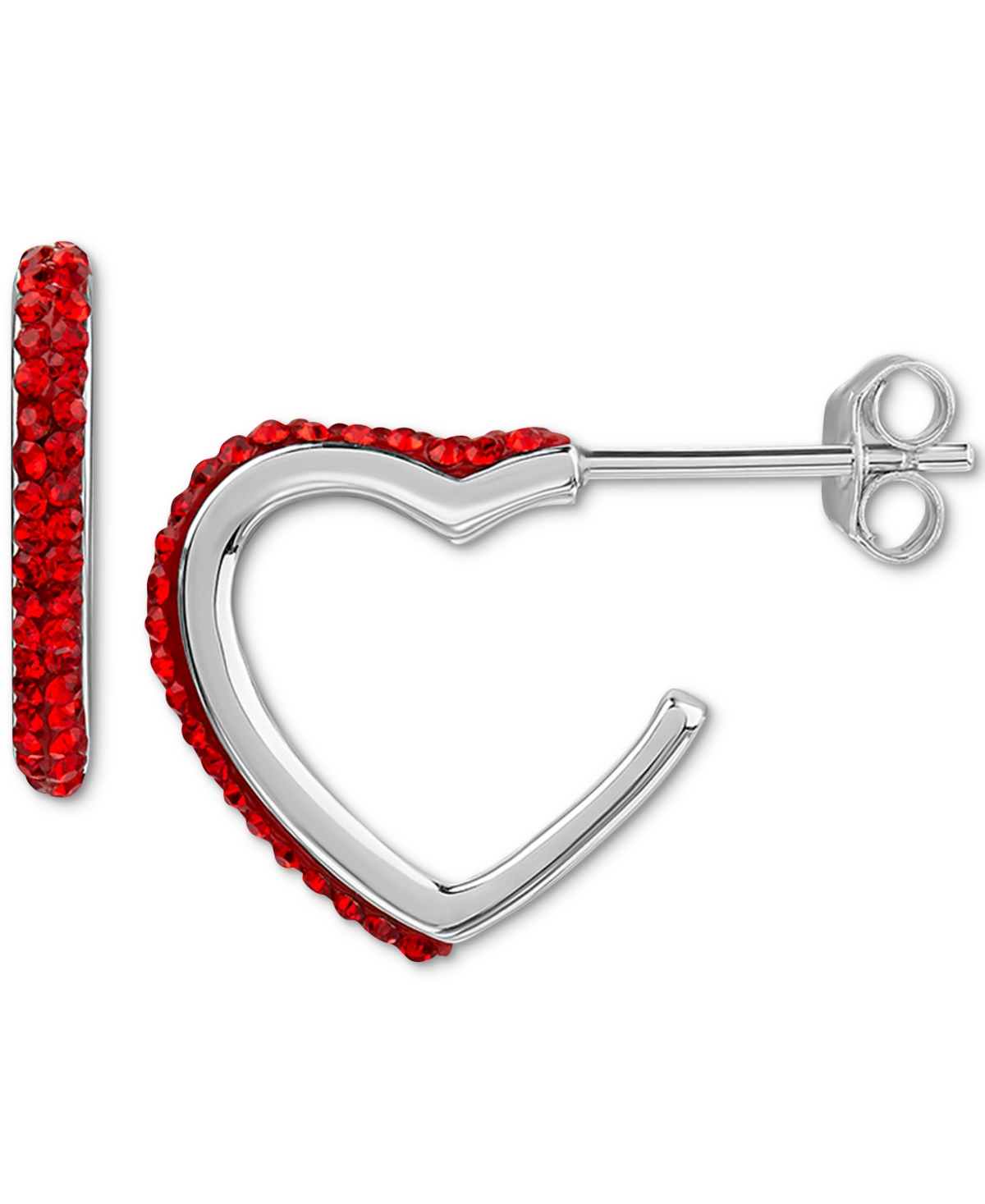 Giani Bernini Crystal Pave Heart Hoop Earrings, Created For Macy's In Red