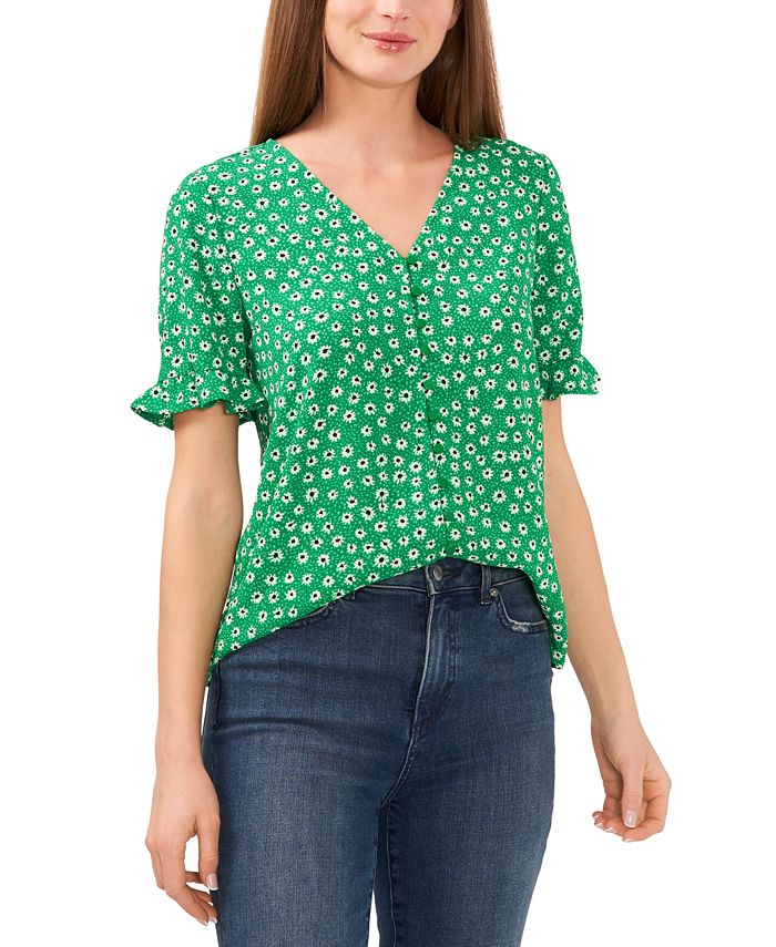 Cece ruffle collar hot sale short sleeve blouse