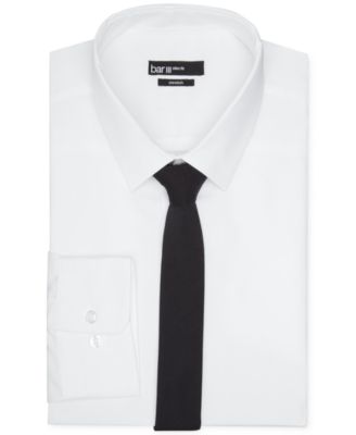 Bar III - Slim-Fit White Solid Dress Shirt with Tie