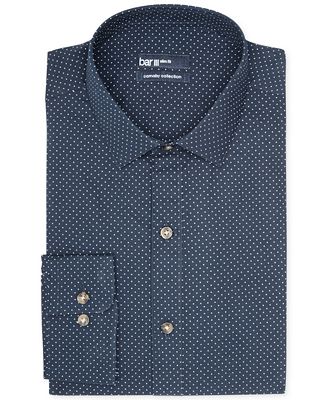 Bar III Carnaby Collection Slim-Fit Navy White Dot Print Dress Shirt ...