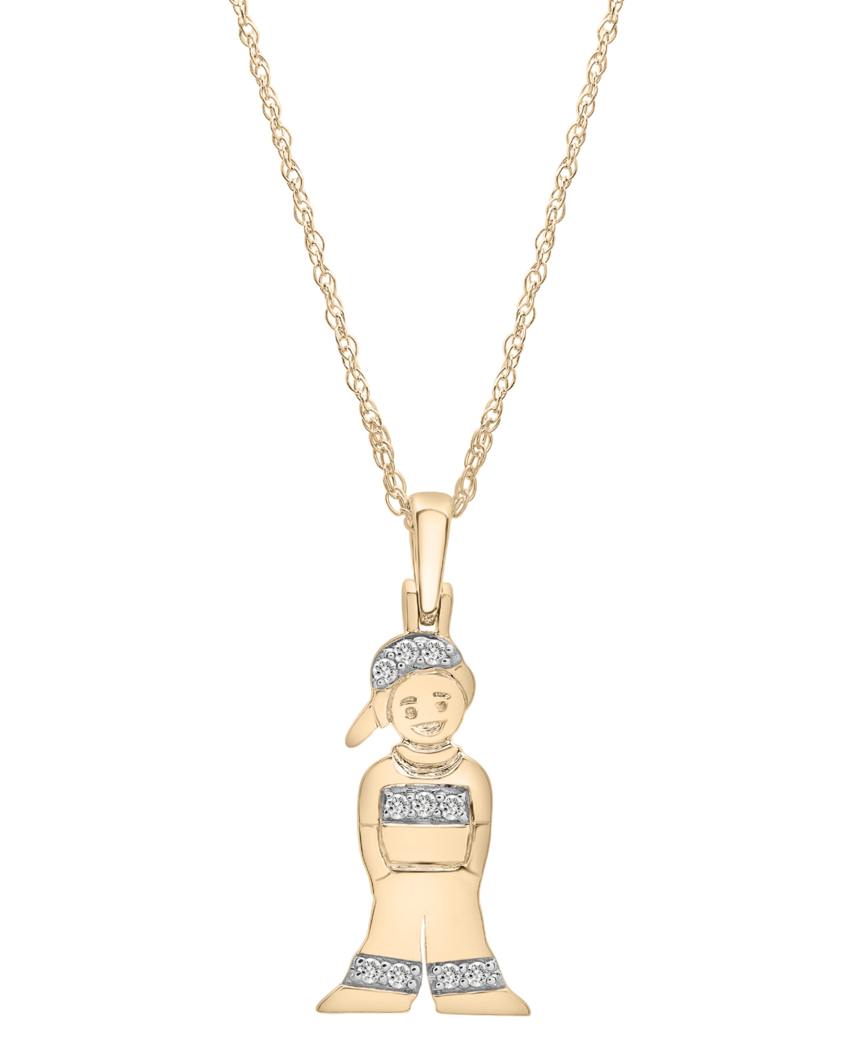 Diamond Boy Pendant Necklace (1/20 ct. tw) in 10k Gold, 18" + 2" extender, Created for Macy's - Yellow Gold