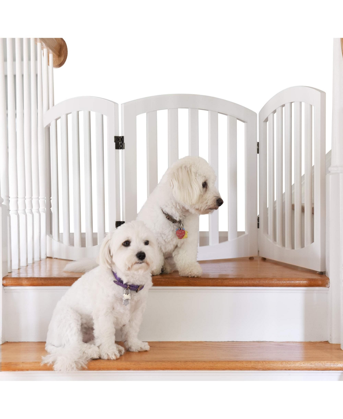 3-Panel Freestanding Dog Gate, Foldable Pet Gate for Home - White