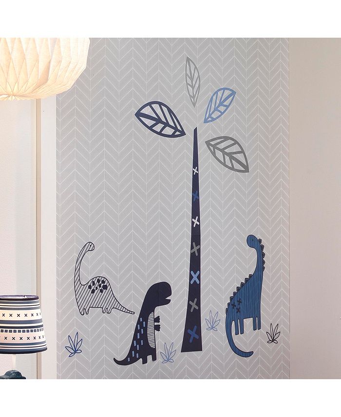 Lambs & Ivy Baby Dino Nursery Blue/Gray Dinosaur and Tree Wall Decals