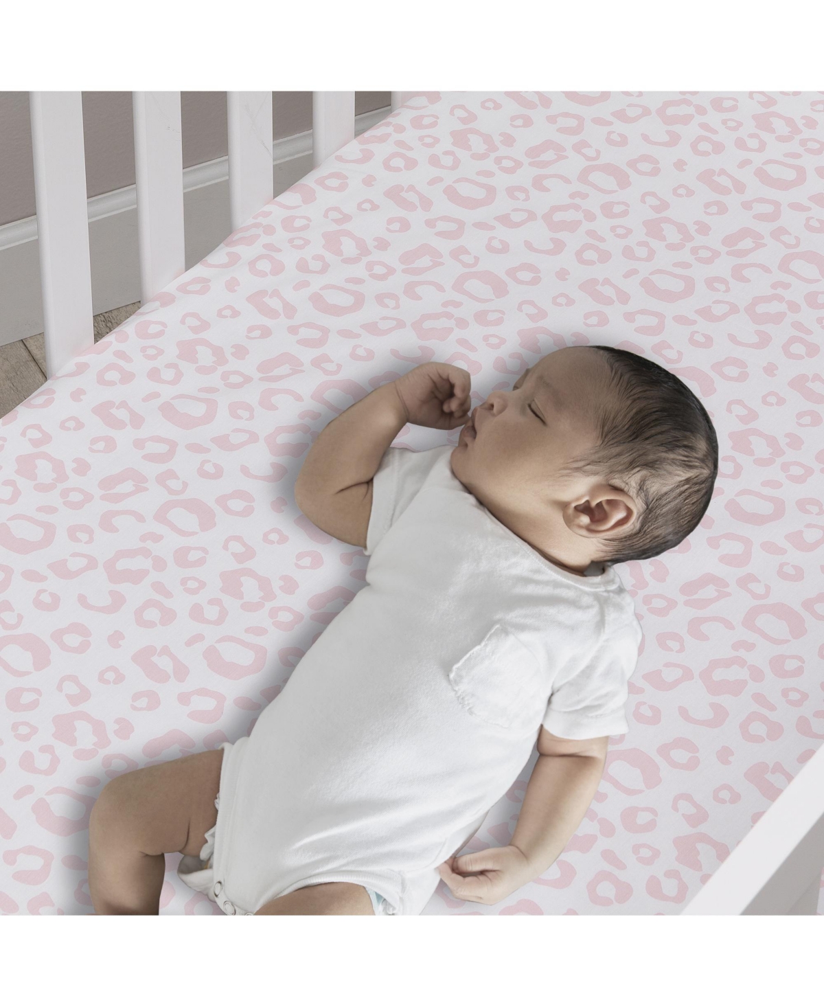 Lambs & Ivy Signature Pink/White Leopard Organic Cotton Fitted Crib Sheet