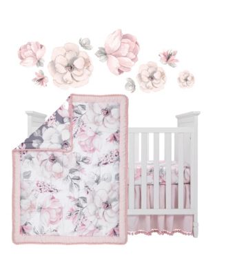 Signature Botanical Baby Watercolor Floral 4-Piece Crib Bedding Set