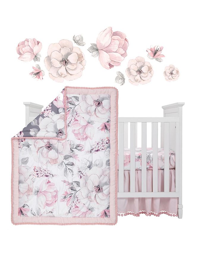 Lambs & Ivy Signature Botanical Baby Watercolor Floral 4Piece Crib