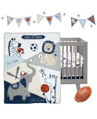 Hall of Fame Sports Animals 5-Piece Crib Bedding Set - Gray/Blue