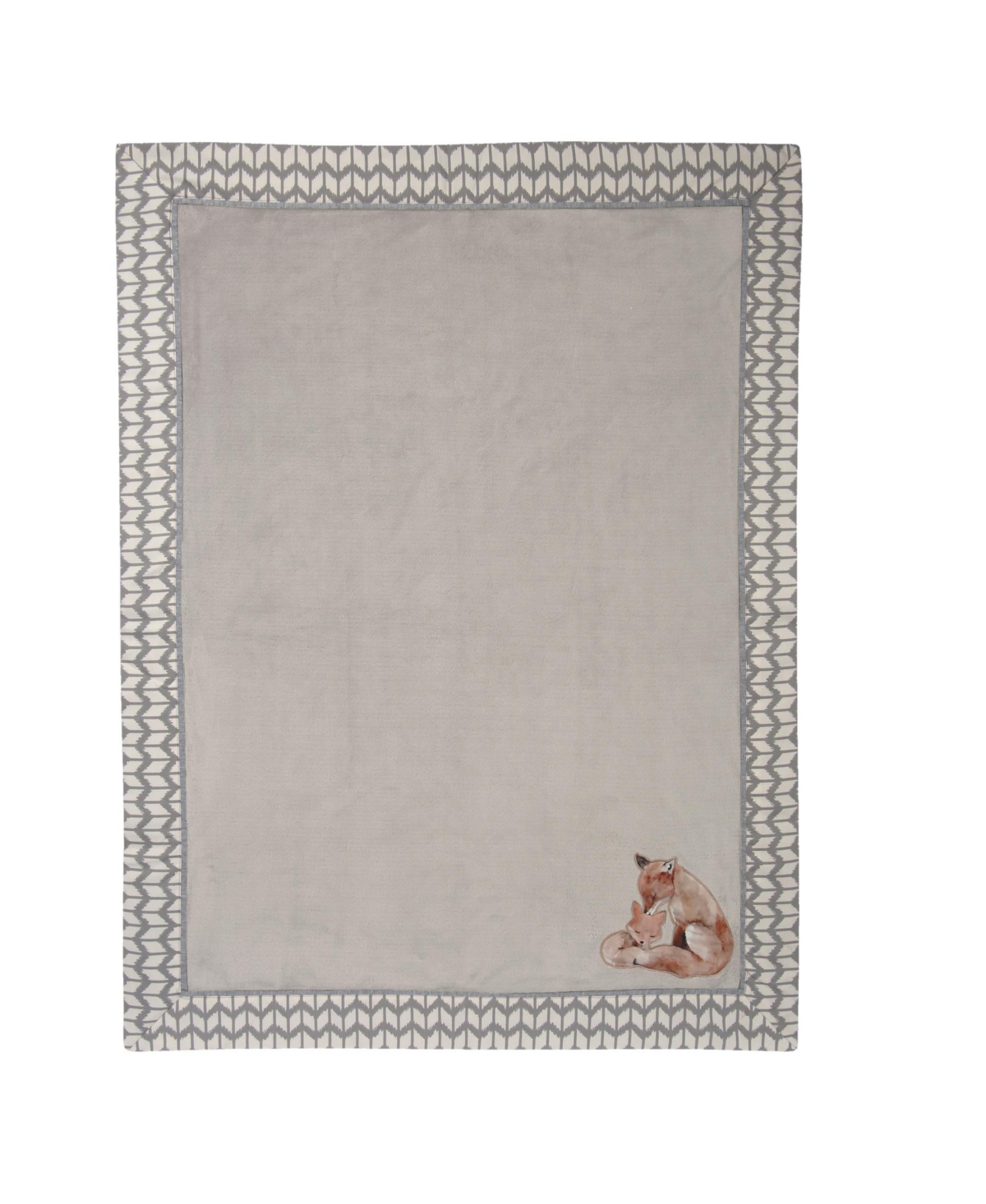 Lambs & Ivy Painted Forest Fox Coral Fleece Baby Blanket -- Gray